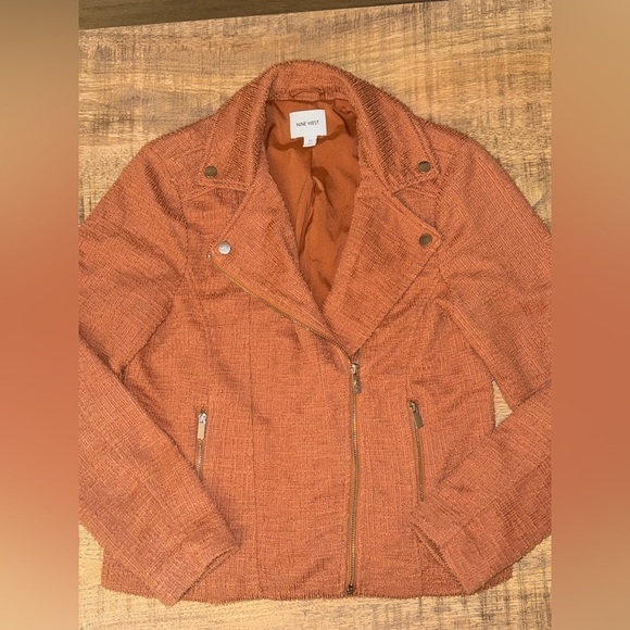 Nine West Women’s Burnt Orange Moto Jacket Textured.size Medium EUC - Picture 5 of 7